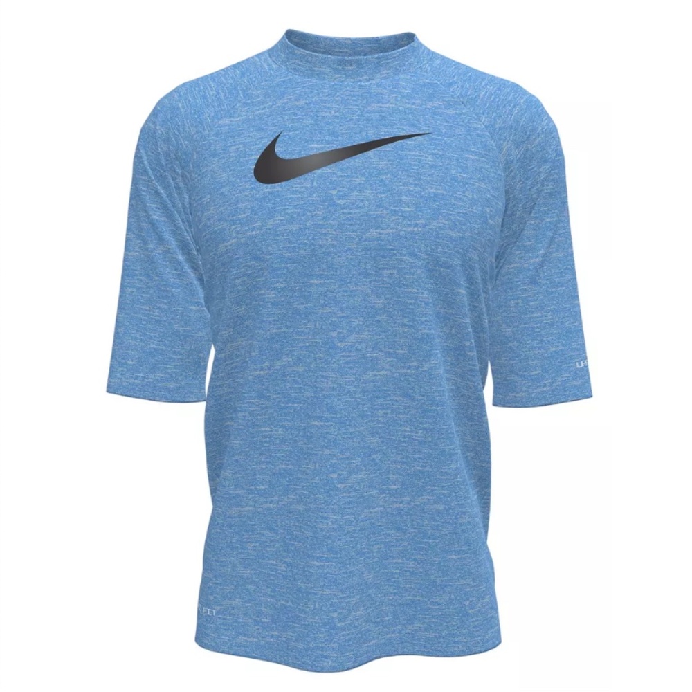 Nike Boys Heather Hydro Half‑Sleeve Rash Guard (UPF 40+, Dri‑Fit)